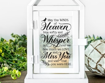 May The Winds Of Heaven, Memorial Quote Svg, Family Loss Saying, Remembrance Death Svg, Inspirational Sympathy Quote, Lantern Svg Designs