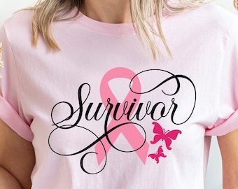 Breast Cancer Survivor Shirt Svg, Pink Ribbon Awareness, Survivor Svg Design, Wear Pink Quote, October Awareness Shirt, Cancer Patient Svg