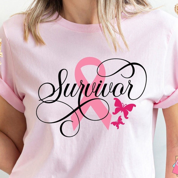 Breast Cancer Survivor Shirt Svg, Pink Ribbon Awareness, Survivor Svg Design, Wear Pink Quote, October Awareness Shirt, Cancer Patient Svg