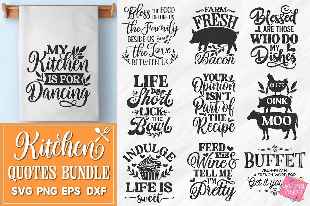 Funny Kitchen SVG Bundle, 25 Kitchen Signs, Home Decor