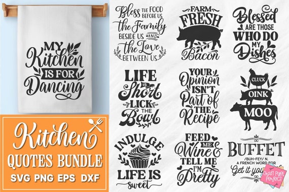 Funny Kitchen Sayings  Kitchen Towel SVG, Dish Towel Bundle