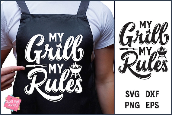 Father's Day Apron Svg, My Grill My Rules, Grandpa BBQ Quote, Dad Grill Apron Svg, Pot Holder Svg, Kitchen Quote, Funny Dad Saying Svg