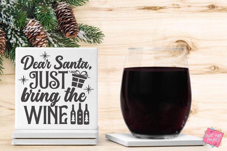 Julunderlägg Svg Bundle, Roliga Vinunderlägg, Underlägg Svg, Drickscitat, Dryck Svg, Cricut Underlägg Svg, Juldrinkordspråk bild 5