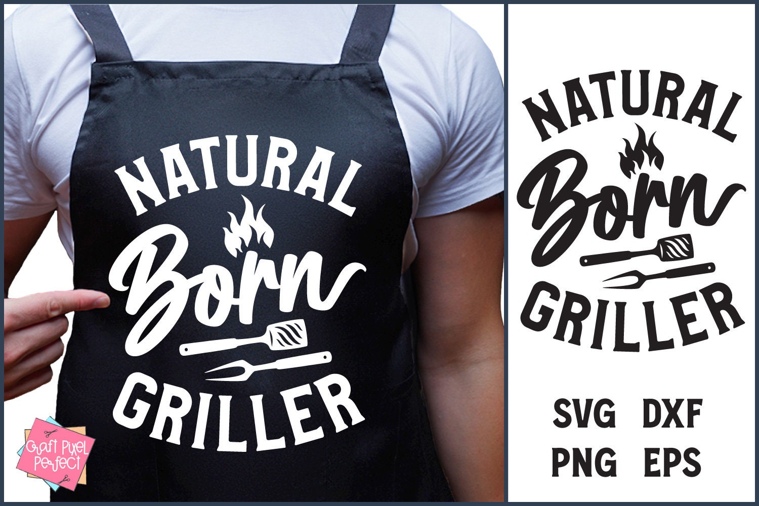 Natural Born Griller Apron Svg for Men Grilling BBQ Quote - Etsy