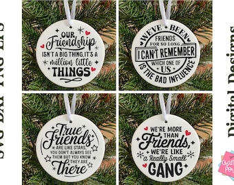Amis ornement Svg, conception d'ornement amitié, décoration de Noël Svg, vacances ami cadeau Svg, citation meilleur ami, vrai ami disant Svg
