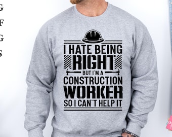Construction Worker Shirt Svg, Blue Collar Man SVG, Line Worker Svg, Contractor Svg, Hard Hat Svg, Lineman Cut File, Funny Builder Quote
