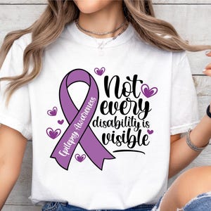 Camiseta de conscientização sobre epilepsia Svg, fita roxa Svg, suporte para convulsões SVG, guerreiro da epilepsia Svg, fita de conscientização Svg, mês de novembro da epilepsia