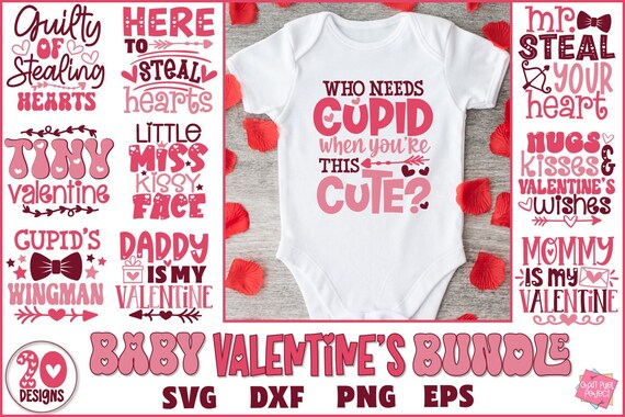 Baby Valentines Svg Bundle, 1st Valentine's Day Svg, Cupid Svg, Love Svg, Valentine Baby Sayings, Toddler Valentine Svg, Newborn Valentines