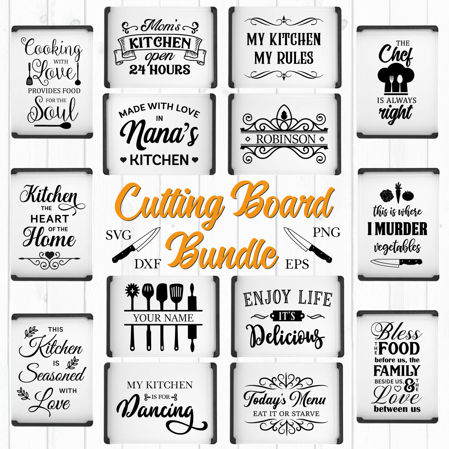 Cutting Board Svg Bundle Apron Svg Dish Towel Svg Kitchen Etsy