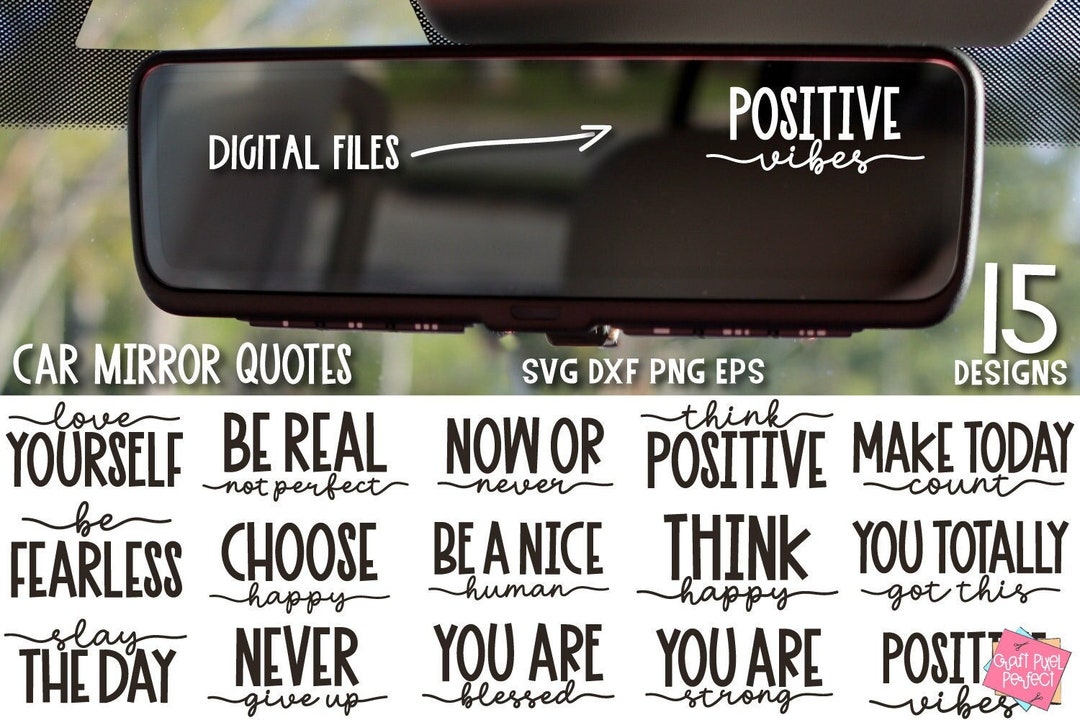 Car Rear View Mirror Motivational Bundle, Self Love Quotes Svg, Car