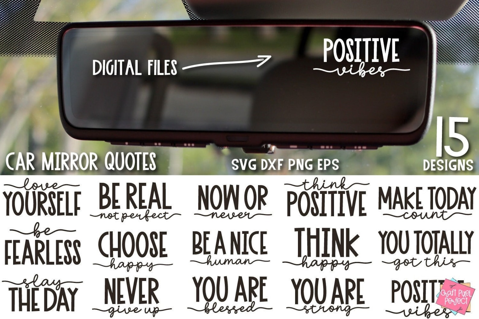 Car Rear View Mirror Motivational Bundle Self Love Quotes Etsy