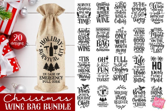 15 Wine Bag Svg Bundle Wine Glass Svg Christmas (Download Now) 