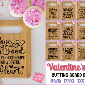 Valentinstag Schneidebrett svg, Liebeslebensmittel-Zitate svg, Romantische Küchen-Spruch, Charcuterie-Brett-Svg, Schneidebrett-Svg, Brotbrett-Svg