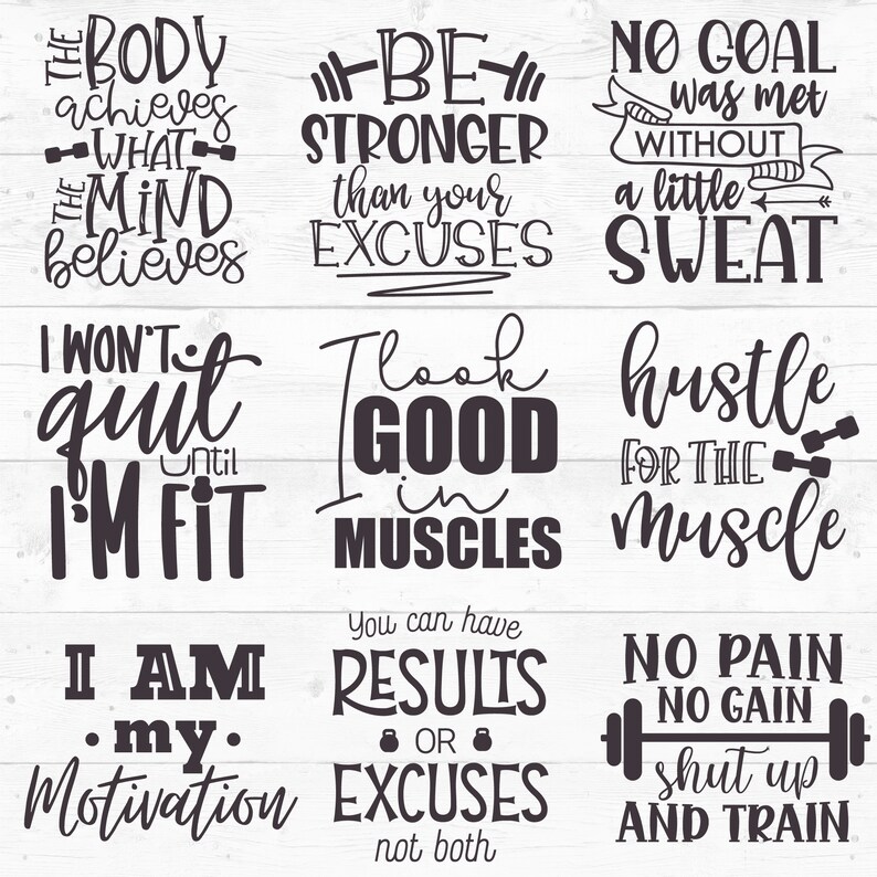 Download Workout Svg Bundle Gym Quotes Svg Fitness Bundle Svg | Etsy