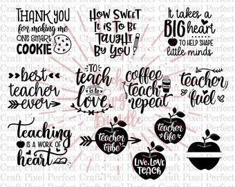 Teacher Svg Bundle, Teacher Quotes Svg, Teacher Appreciation Svg, Svg Bundle, Teachers Gift Svg, Teacher Svg, Teacher Love Svg, Teaching Svg