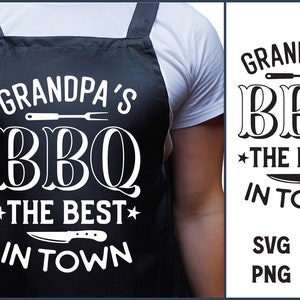 La barbacoa del abuelo es la mejor de la ciudad, delantal del día del padre svg, cita divertida del abuelo, svg de cocina, delantal de barbacoa svg, papá svg, tabla de cortar svg