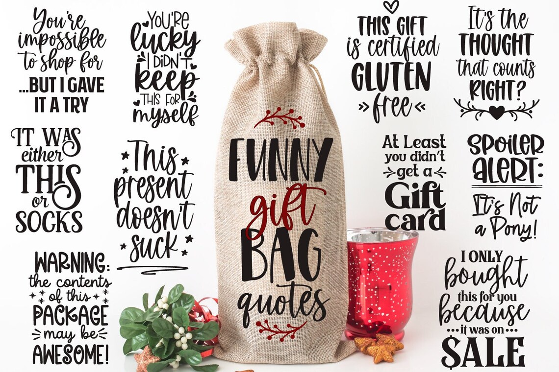 Funny Gift Bag Quotes Wine Bag Svg Bundle Gift Tag Sayings Etsy