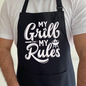 Father's Day Apron Svg, My Grill My Rules, Grandpa BBQ Quote, Dad Grill Apron Svg, Pot Holder Svg, Kitchen Quote, Funny Dad Saying Svg image 3