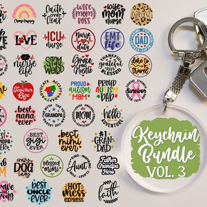 Keychain SVG Bundle, Keychain Quotes Bundle, Keychain Svg, Keyring Svg, Keychain Cut Files, Acrylic Keychain Bundle, Mom Quote Svg