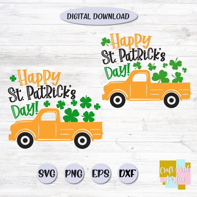 Download Happy St Patricks Day Svg Vintage Truck Svg Shamrock Svg ...