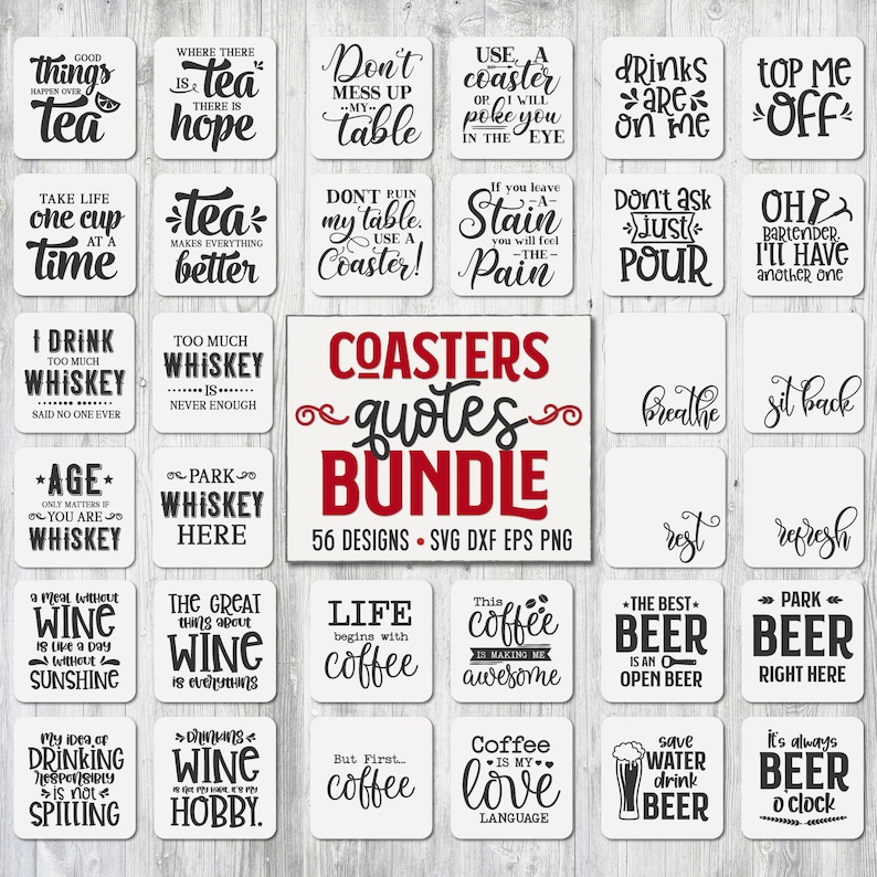Download Coaster Svg Bundle Drink Coaster Svg Wine Saying Svg Beer | Etsy