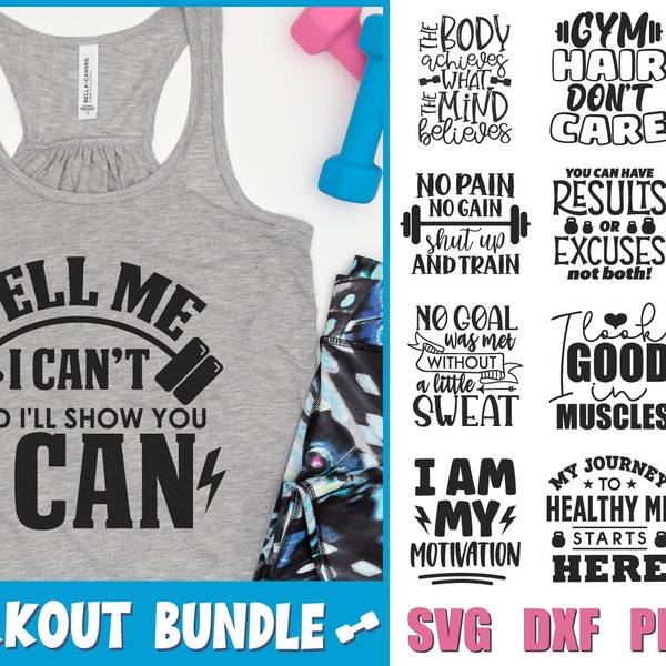 Workout Svg Bundle, Gym Quotes Svg, Fitness Bundle Svg, Workout Motivation Svg, Weight Loss Svg, Tank Top Svg, Exercise Svg, Weight Lifting