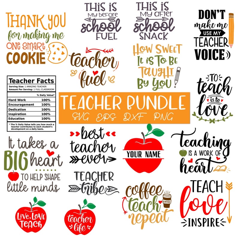 Teacher Svg Bundle Teacher Quotes Svg Teacher Appreciation  Etsy