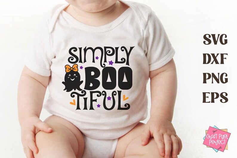 A cute and spooky design perfect for Halloween baby creations! Compatible with Cricut and Silhouette, this SVG is great for crafting baby bodysuits and shirts. A fun and playful choice for adding a festive touch to your Halloween-themed projects!