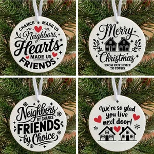Ornement de Noël voisin Svg, 2024 ornement Svg, voisin cadeau ornement Svg, Svg souvenir, vacances voisin cadeau Svg, boule suspendue Svg