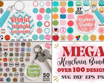 May include: A digital download bundle of over 100 round keychain designs. The designs include a variety of patterns, colors, and themes, such as sports, zodiac signs, and inspirational quotes. The bundle includes SVG, DXF, PNG, and EPS files.