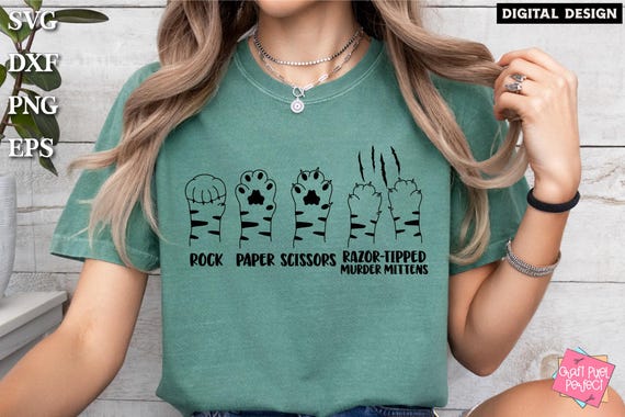 Rock Paper Scissors Svg, Razor Tipped Murder Mittens, Cat Paw Svg, Funny Cat Lover Saying, Cat Scratch, Scratches Svg, Funny Cat Shirt Svg