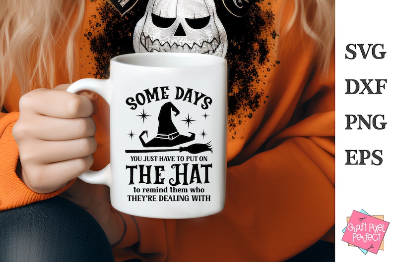 Funny Witch Shirt Svg, Some Days I Just Have To Put On The Hat, Halloween Mug Quote, Funny Witchcraft, Witch Hat, Halloween Humor, Cauldron image 6