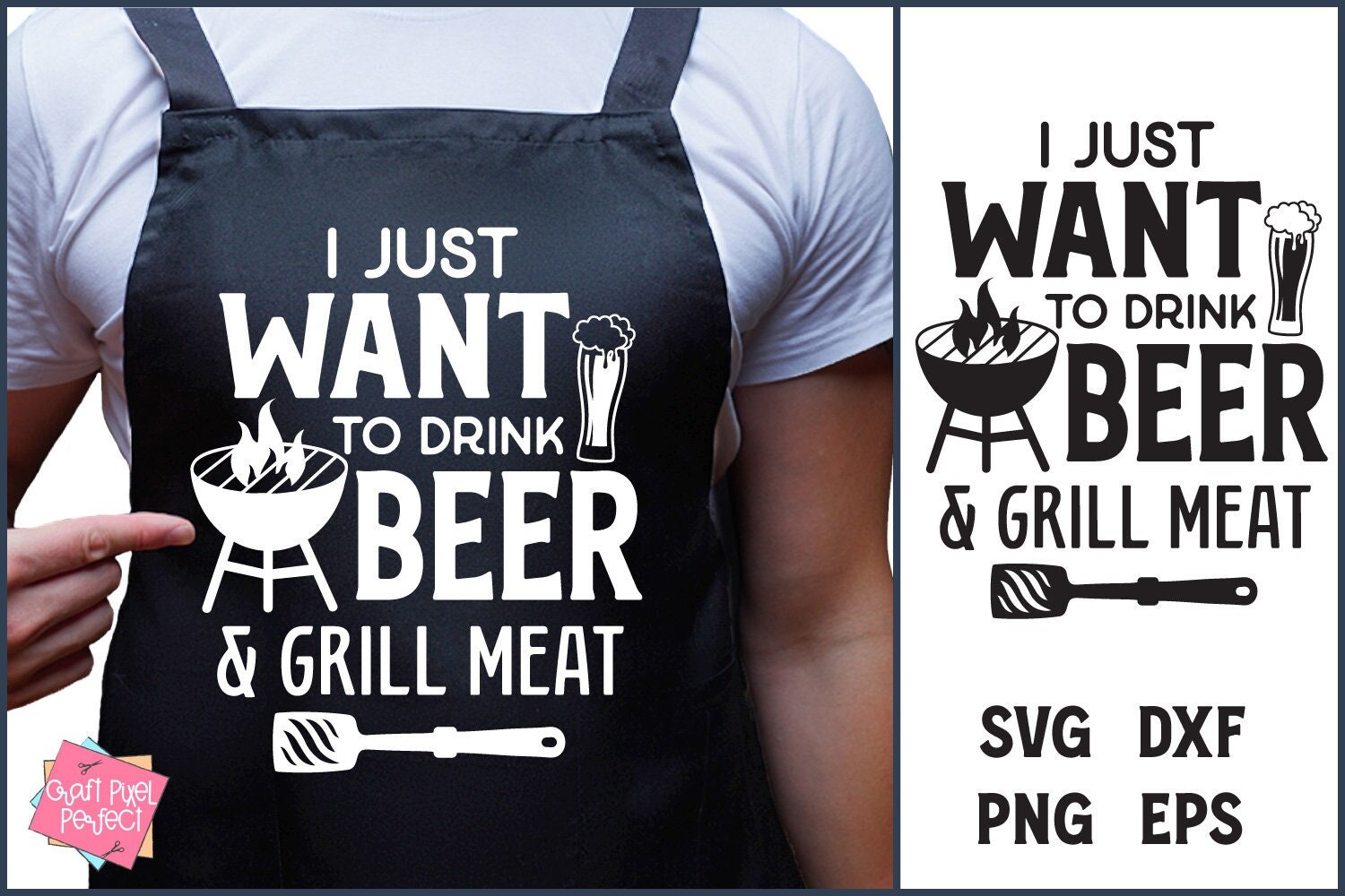 ビールを飲んで肉を焼きたいだけ、男性用エプロン（SVG
