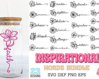 Inspirational Words Bundle Motivation Svg Faith Svg, Positive Life Quote, Positive Thoughts Svg, Teacher Svg, Floral Svg Design, Mom Svg