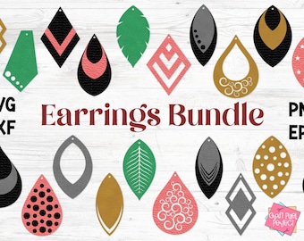 Earrings Template Svg, Faux Leather Earrings Svg, Earrings Bundle Svg, Tear Drop Earrings Svg, Stacked Earrings Svg, Earrings For Cricut Svg