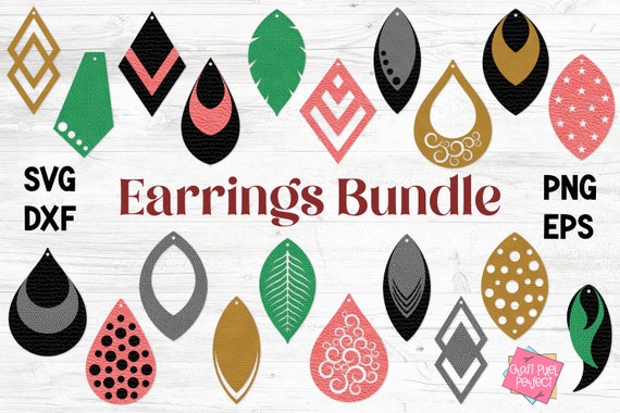 Earrings Template Svg, Faux Leather Earrings Svg, Earrings Bundle Svg, Tear Drop Earrings Svg, Stacked Earrings Svg, Earrings For Cricut Svg