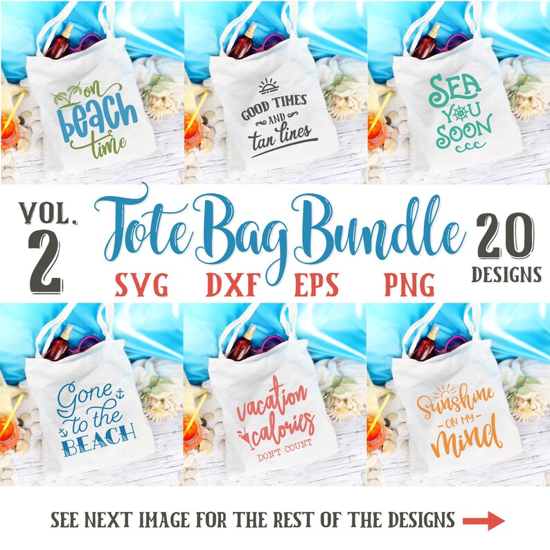 Download Summer Svg Bundle Vacation Svg Beach Quotes Svg Tote Bag | Etsy