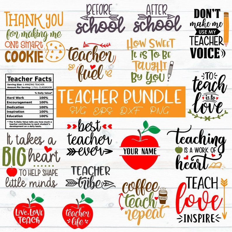 Download Teacher Svg Bundle Teacher Quotes Svg Teacher Appreciation | Etsy