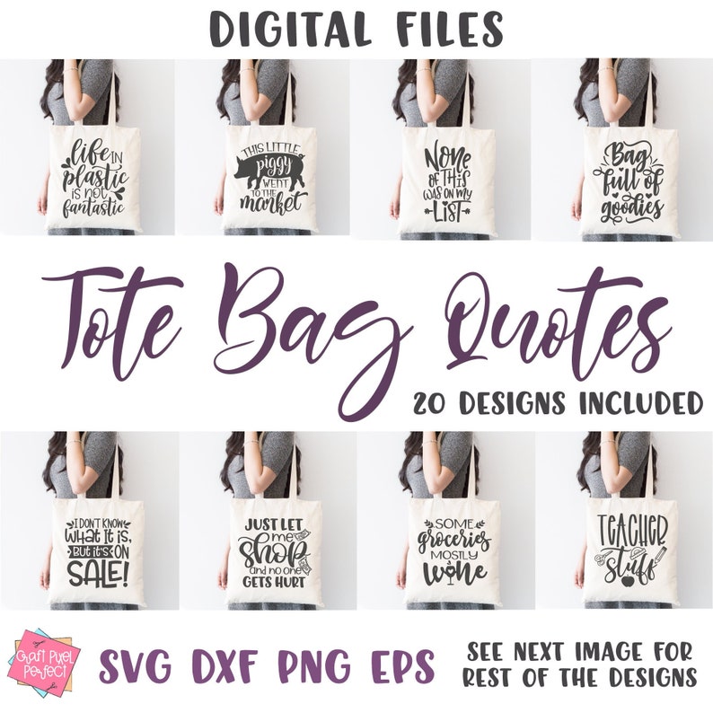 Tote Bag Svg Tote Bag Bundle Shopping Bag Svg Canvas Bag - Etsy