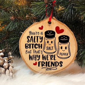 Sie sind eine salzige Hündin, lustiger Freund Ornament SVG, unangemessenes Ornament dafür, lustiges Geschenk, Weihnachtsandenken, Kollegen Ornament Zeichen, lustiges Geschenk