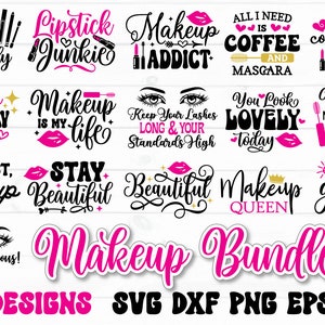 Pacchetto di trousse per il trucco in formato SVG, divertenti detti sulle trousse per cosmetici in formato SVG, astuccio con cerniera in formato SVG, truccatore in formato SVG, rossetto in formato SVG, portapennelli in formato SVG, beauty case in formato SVG