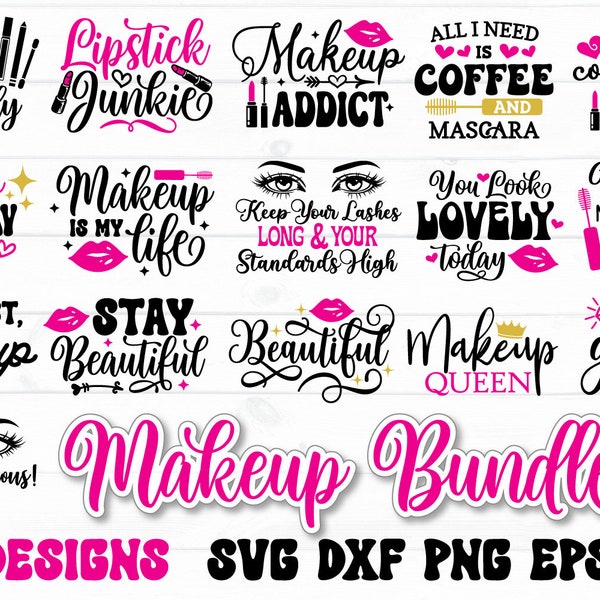Makeup Bag Bundle Svg, Funny Cosmetic Bag Sayings Svg, Zipper Pouch Svg, Make Up Artist Svg, Lipstick Svg, Brush Holder Svg, Beauty Bag Svg