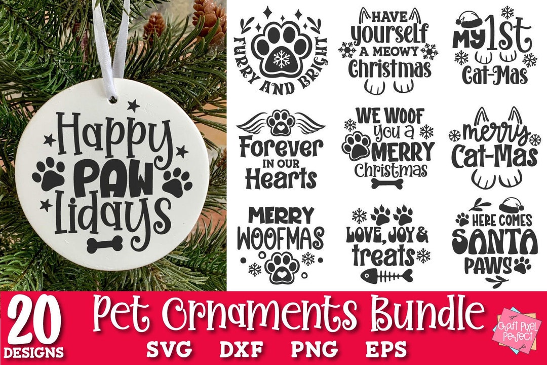 Christmas Pet Ornaments SVG Bundle, 2022 Christmas Ornament Svg, Dog Ornament Sayings, Christmas