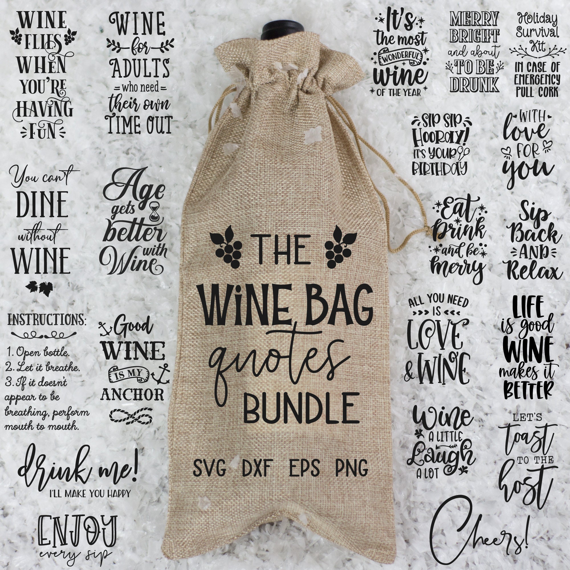 Wine Bag Svg Bundle Wine Glass Svg Christmas Wine Svg Wine  Etsy