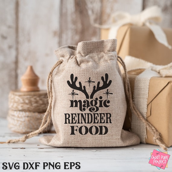 Magic Reindeer Food Svg, Christmas Treat Bag Svg, Reindeer Antlers, Reindeer Snack Bag Svg, Christmas Saying Svg, Rudolph Food, Holiday Svg