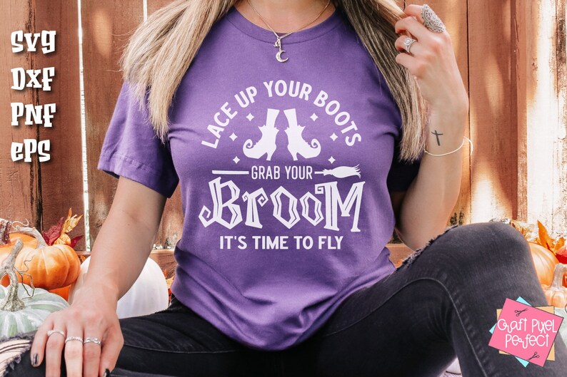 Sarcastic Witch Shirt Design, Lace Up Your Boots Grab Your Broom It's Time To Fly, Funny Halloween Quote Svg, Witchcraft, Hocus Pocus Saying image 5