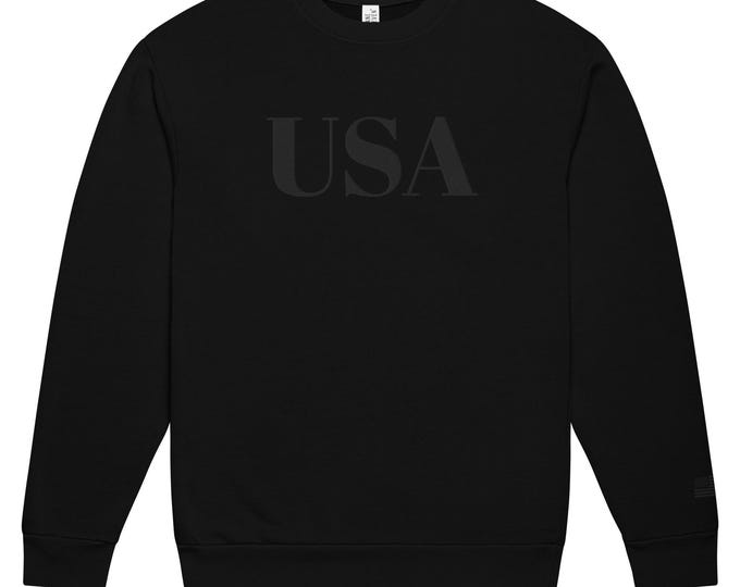 Black on Black Embroidered USA Crewneck Sweatshirt