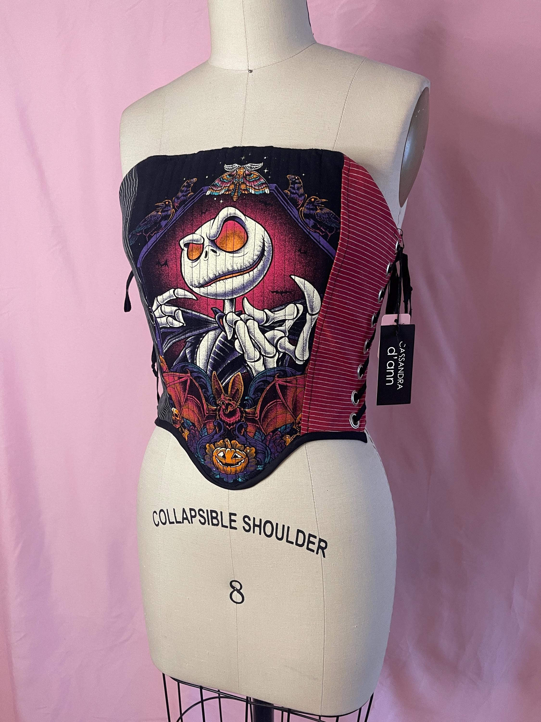 Jack Skellington Corset Top: Upcycled Gothic Halloween  display picture 2