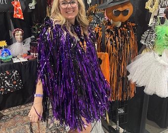 Handmade Tinsel Fringe Dress Festival Party Wear - Main Image
