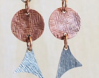 Mixed Metals earrings of copper and silver that are light weight!